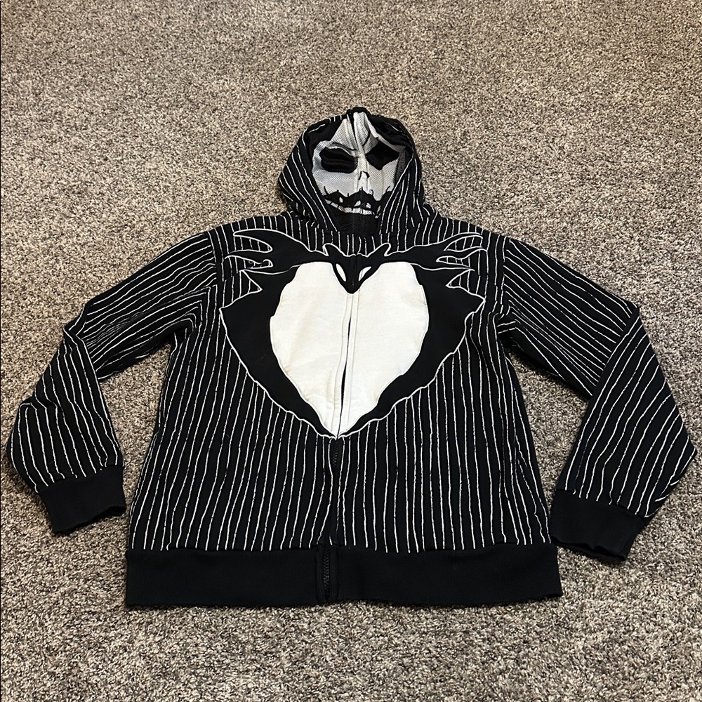 Disney Parks Jack Skellington Hoodie with zip up mask face. Size Small